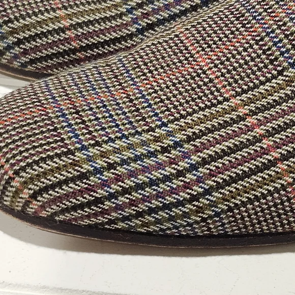 Stubbs & Wootton Plaid Gingham Straw Mule Flats - Picture 5 of 9